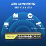 Smartvision Switch Gigabit 16 ports  POE-X16F20GB 【1000 MBPS】 Commutateur PoE 16 ports + liaison montante 2 Gigabit 1000 Mbps